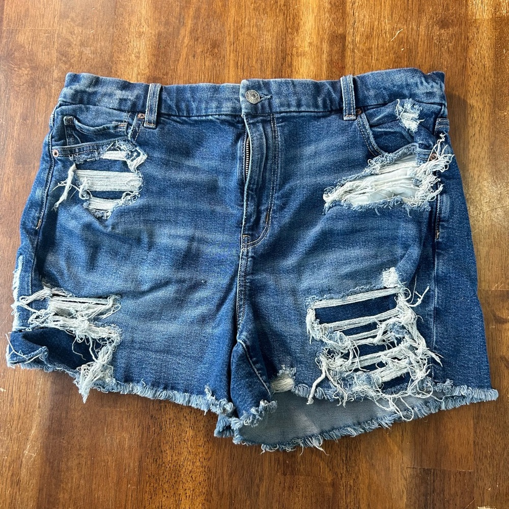 Distressed Blue Denim Shorts